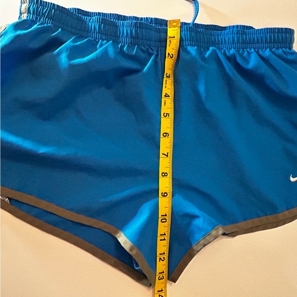 Nike Fit Dry Running Shorts Women’s Small Blue, lined, drawstring, white swoosh - Picture 3 of 7